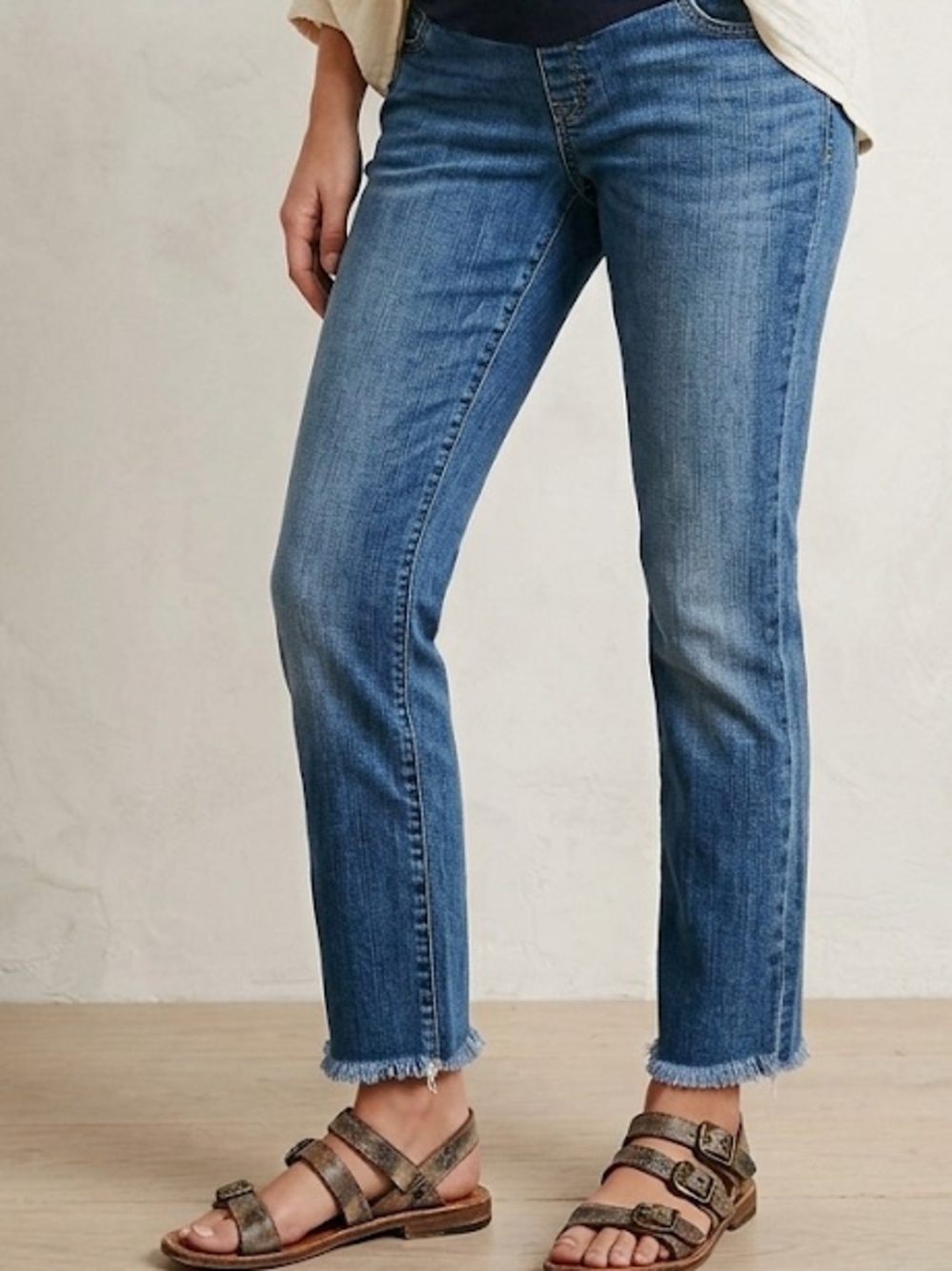Gap Maternity Blue Frayed Hem Cigarette Ankle Jeans